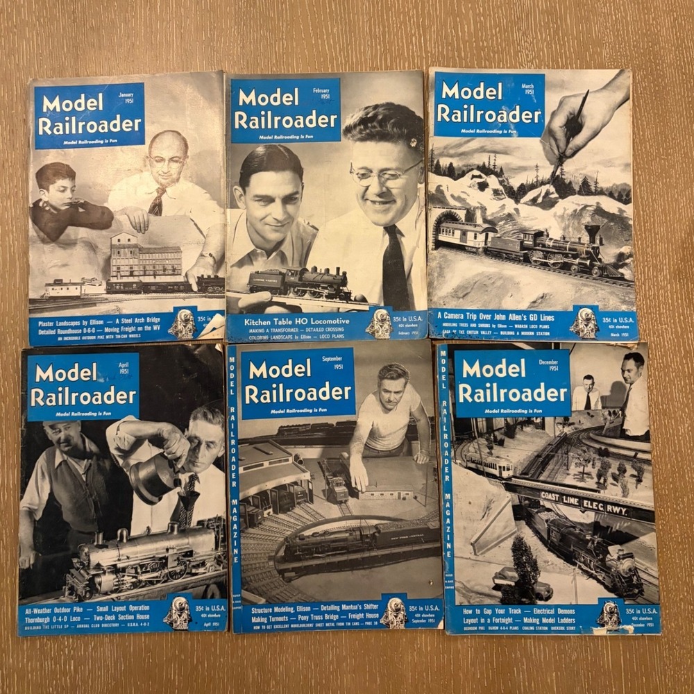 Vintage Model Railroader Magazine 1951 Lot of 6 Jan Feb Mar Apr Sep Dec Issues